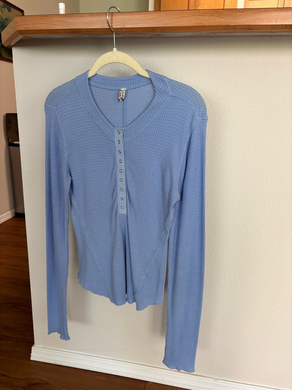 Free People, One of the girls, waffle Henley top. Sz L